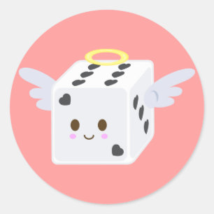 Angel Dice with Hearts Classic Round Sticker