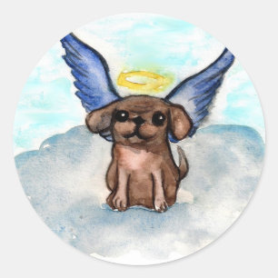 Angel dog classic round sticker