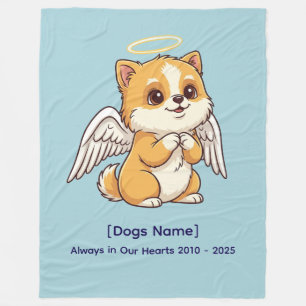 Angel Dog Fleece Blanket (Custom Name & Dates)