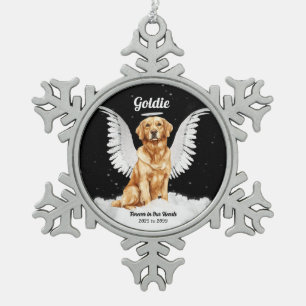 Angel Dog Golden Retriever Memorial Christmas Snowflake Pewter Christmas Ornament