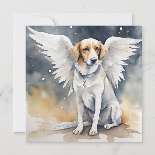 Angel Dog Watercolor  Holiday Card (Front)