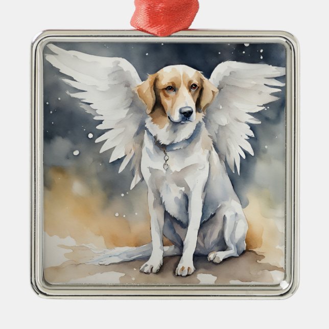Angel Dog Watercolor  Metal Ornament (Front)