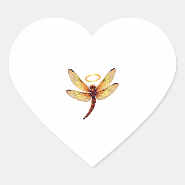 Angel Dragonfly Heart Sticker (Front)