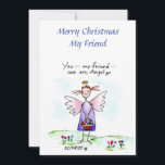 Angel Drawing Purple Blue Green "You My Friend"  H Holiday Card<br><div class="desc">“You,  my friend,  are an angel.”
Have you heard this said?  Perhaps to another person; perhaps by you; perhaps TO you?  How fortunate we are to be in the company of angels.  
This is a wonderful phrase to offer to another and so meaningful to receive.  

Pam Elifritz</div>