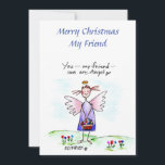 Angel Drawing Purple Blue Green "You My Friend"  H Holiday Card<br><div class="desc">“You,  my friend,  are an angel.”
Have you heard this said?  Perhaps to another person; perhaps by you; perhaps TO you?  How fortunate we are to be in the company of angels.  
This is a wonderful phrase to offer to another and so meaningful to receive.  

Pam Elifritz</div>