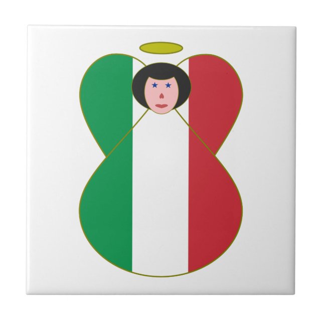 Angel Dressed in Italian Flag Ceramic Tile (Front)