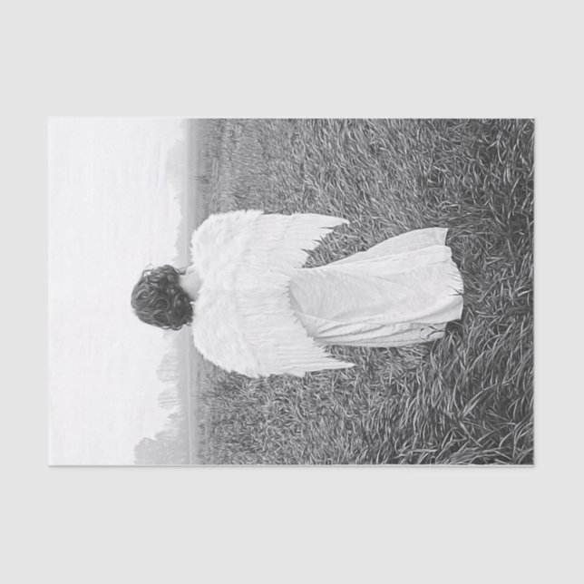 Angel Elegant Black And White Photo Art Tissue Paper (Front)