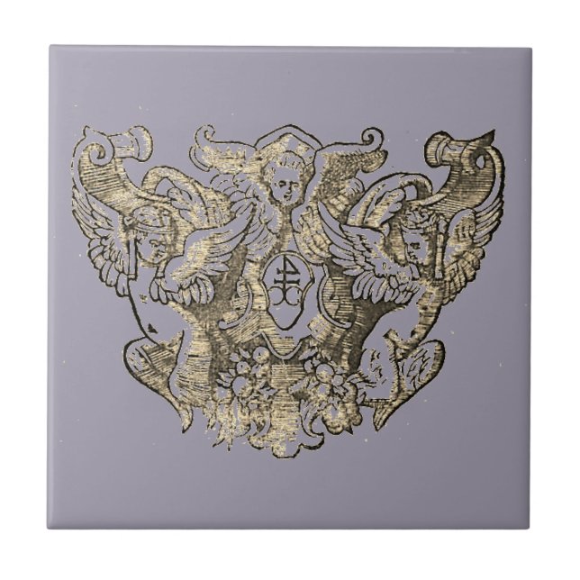 Angel Engelsputte Coat of arms Emblem baroque Ceramic Tile (Front)
