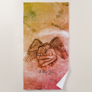 Angel Eros in Love Beach Towel