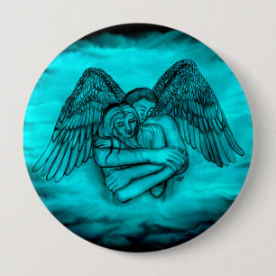 Angel Eros in Love , black and green design 10 Cm Round Badge