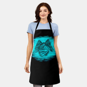 Angel Eros in Love , black and green design Apron