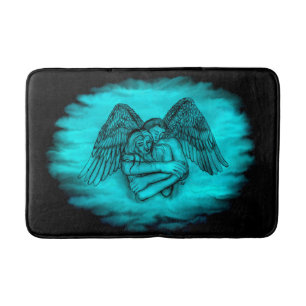 Angel Eros in Love , black and green design Bath Mat