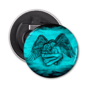 Angel Eros in Love , black and green design Bottle Opener