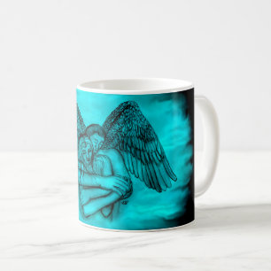Angel Eros in Love , black and green design Coffee Mug
