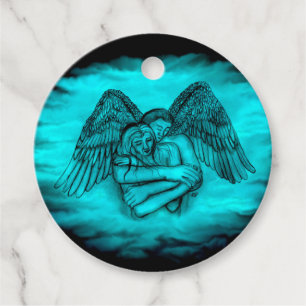 Angel Eros in Love , black and green design Favour Tags