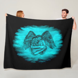 Angel Eros in Love , black and green design Fleece Blanket
