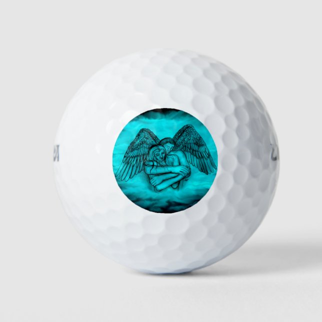 Angel Eros in Love , black and green design Golf Balls (Front)