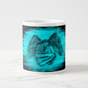 Angel Eros in Love , black and green design Large Coffee Mug
