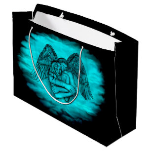 Angel Eros in Love , black and green design Large Gift Bag