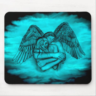 Angel Eros in Love , black and green design Mouse Pad