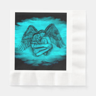 Angel Eros in Love , black and green design Napkin