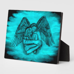 Angel Eros in Love , black and green design Plaque
