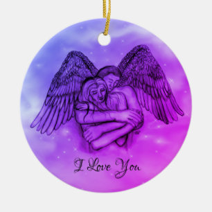 Angel Eros in Love , I Love You Ceramic Ornament