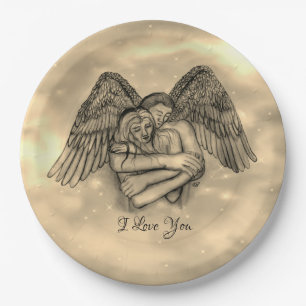 Angel Eros in Love , I Love You Paper Plate