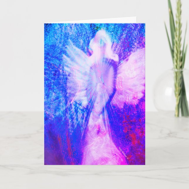 Angel Ethereal Pink Thinking of You Greeting Card (Front)