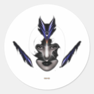 Angel Eyes Wings Of Wind Fractal Art Classic Round Sticker