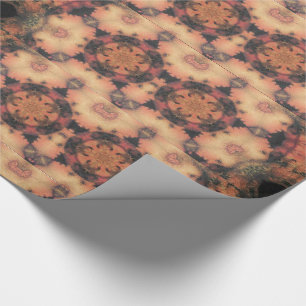ANGEL FACES,BUTTERFLIES,FLOWERS Abstract Red Brown Wrapping Paper