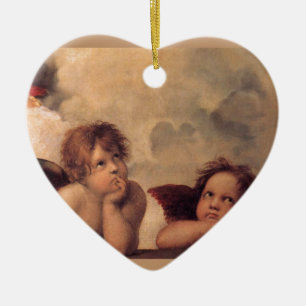 angel faith Raphael vintage old painting blessing Ceramic Tree Decoration
