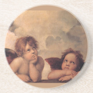 angel faith Raphael vintage old painting blessing Coaster