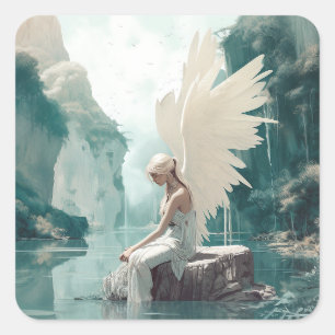 Angel Fantasy Art Square Sticker