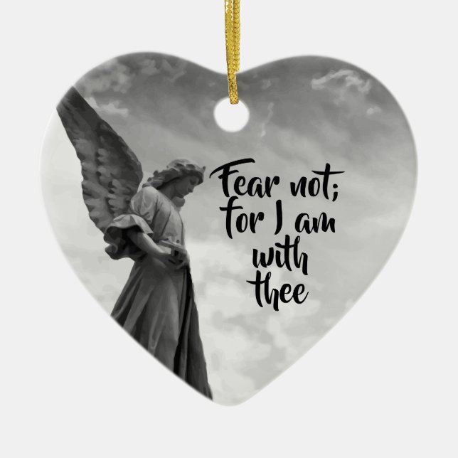 Angel, Fear Not, God's protection Inspirational Ceramic Tree Decoration (Front)