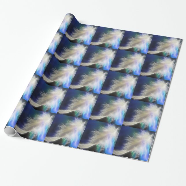 Angel Feather and Stars Wrapping Paper (Unrolled)