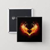 Angel Fire Heart with Wings 15 Cm Square Badge (Front & Back)