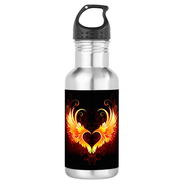 Angel Fire Heart with Wings 532 Ml Water Bottle (Front)