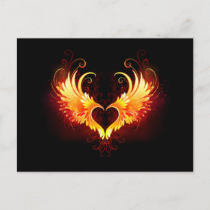 Angel Fire Heart with Wings Announcement Postcard