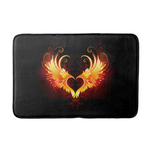 Angel Fire Heart with Wings Bath Mat
