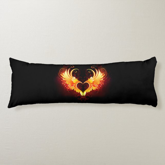 Angel Fire Heart with Wings Body Cushion (Front)