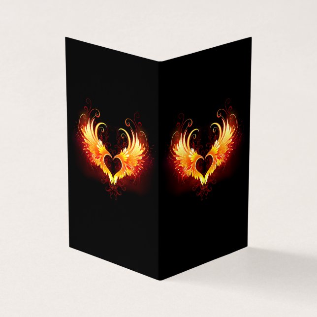 Angel Fire Heart with Wings Business Card (Outside)