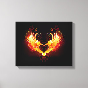Angel Fire Heart with Wings Canvas Print