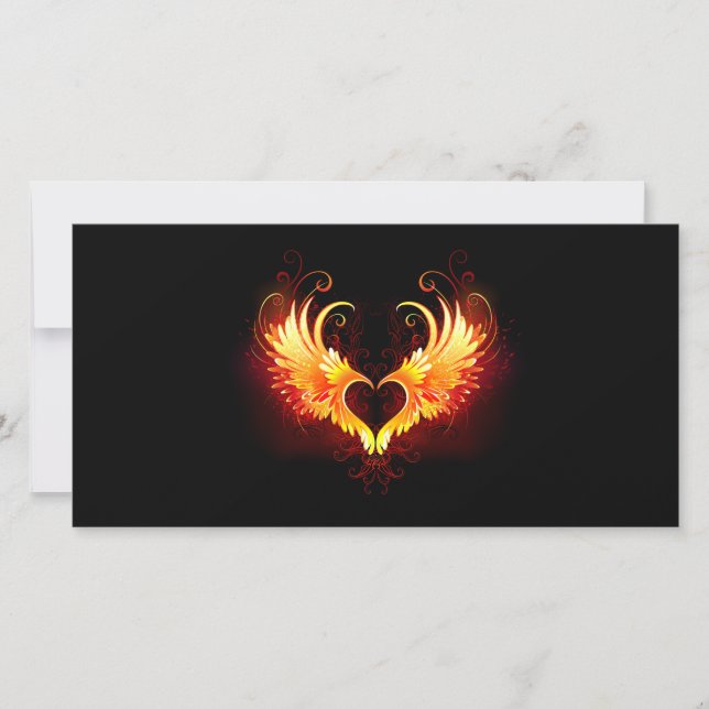 Angel Fire Heart with Wings Card (Front)