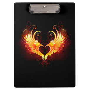 Angel Fire Heart with Wings Clipboard