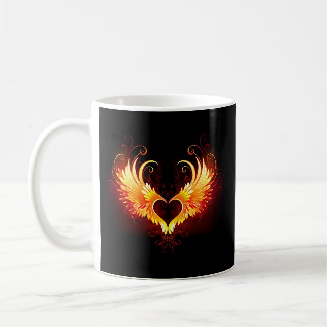 Angel Fire Heart with Wings Coffee Mug (Left)