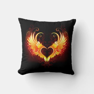 Angel Fire Heart with Wings Cushion