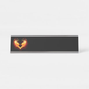 Angel Fire Heart with Wings Desk Name Plate
