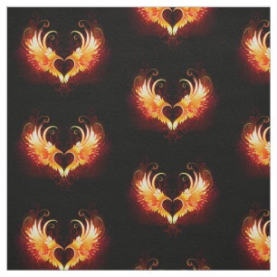 Angel Fire Heart with Wings Fabric