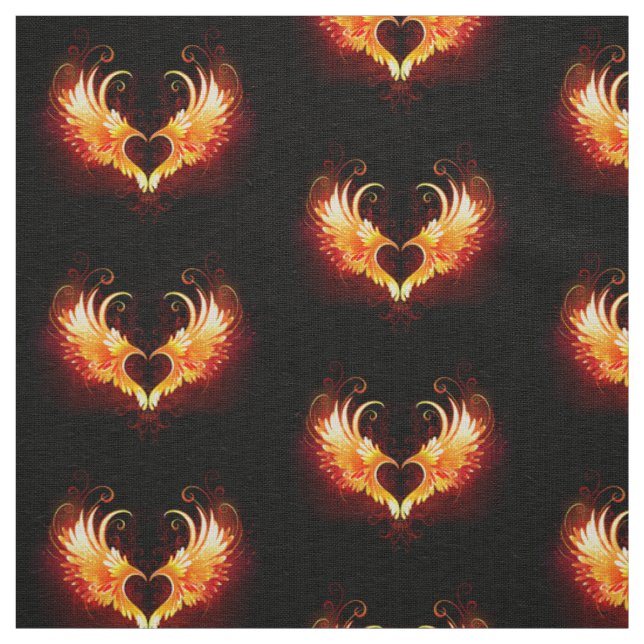 Angel Fire Heart with Wings Fabric (Swatch)